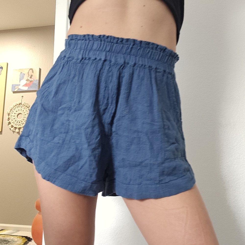 High Waist Blue Women's Shorts
